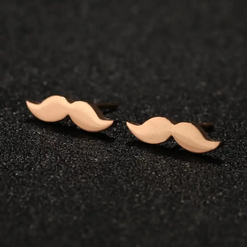 Jisensp Funny Mustache Beard Stud Earrings for Women Cute Beard Pattern Stainless Steel Earrings Party Jewelry Friendship Gift