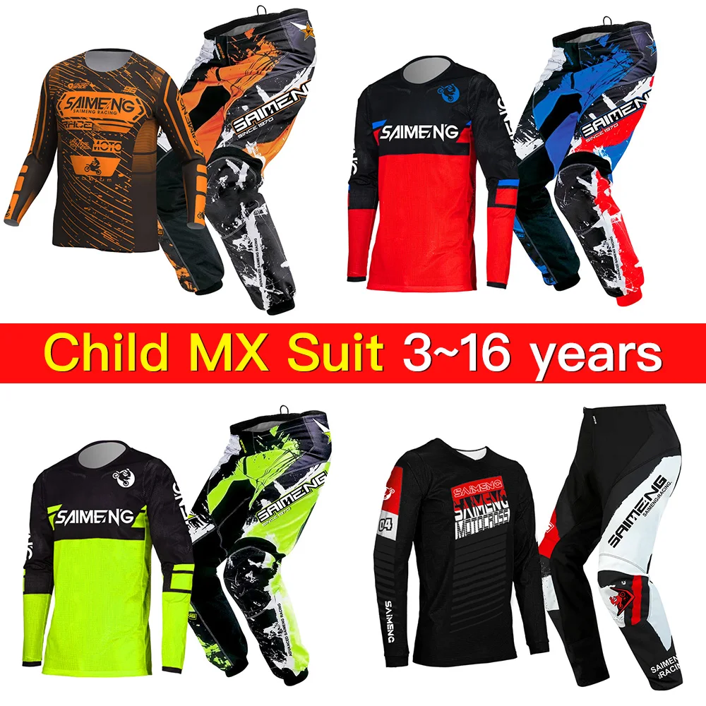 

enduro motocross jersey pants child boy girl Enduro cross racing suit number customize 3 4 5 6 7 8 9 10 year baby Off-road MX