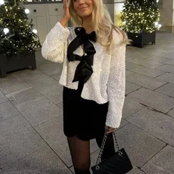Spring and Autumn New Style European and American Style Sequined Long-sleeved Loose Tops for Women's Parties and Banquets