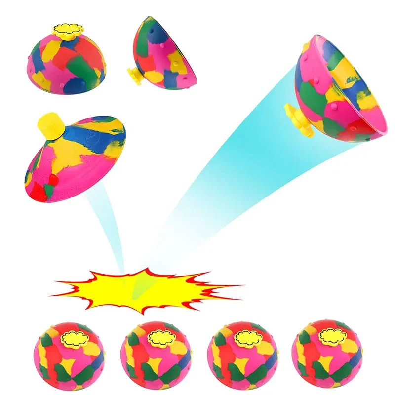 Hip Hop Jump Half Side Bouncing Ball Anti Stress Fidget Toys Kids Outdoor Fun Camouflage Spinning Bounce Bowl Fingertip Top Toy image 6