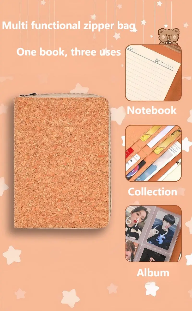 New Wood color scheme A5 Leather Binder Notebook  Album Organizer Budget Planner PU Leather Cover with Zipper 6 Rings Refillable