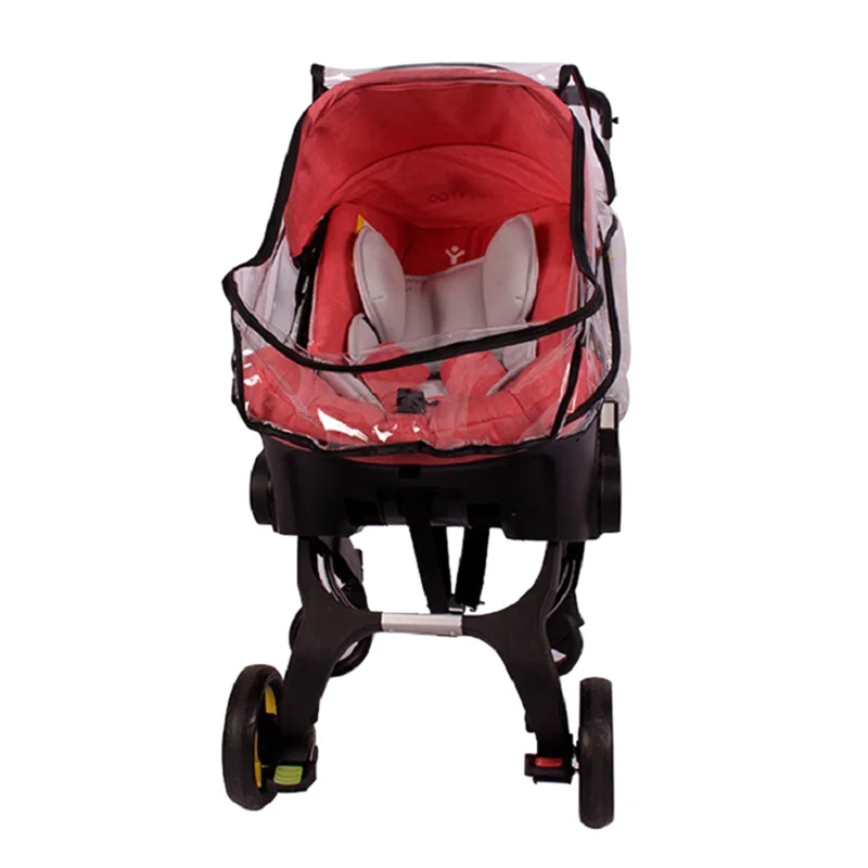 

BEDW-Baby Carriage Rain Cover Breathable Double Zipper Windproof Rain Cover Stroller Raincoat Baby Seat Travel Replacement Parts