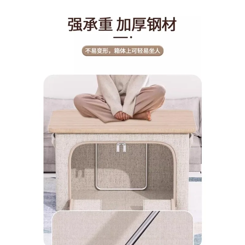 Clothes Storage Box Household Fabric Clothing Bag Folding Cabinet Wardrobe Organizing Box Basket Pants Box Storage Artifact