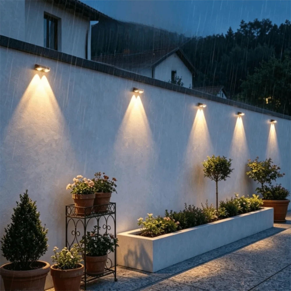 Waterproof Solar Wall Light Wall-Mounted Gradient Glow RGB Wall Light High-Efficiency Solar Panel Energy-Saving