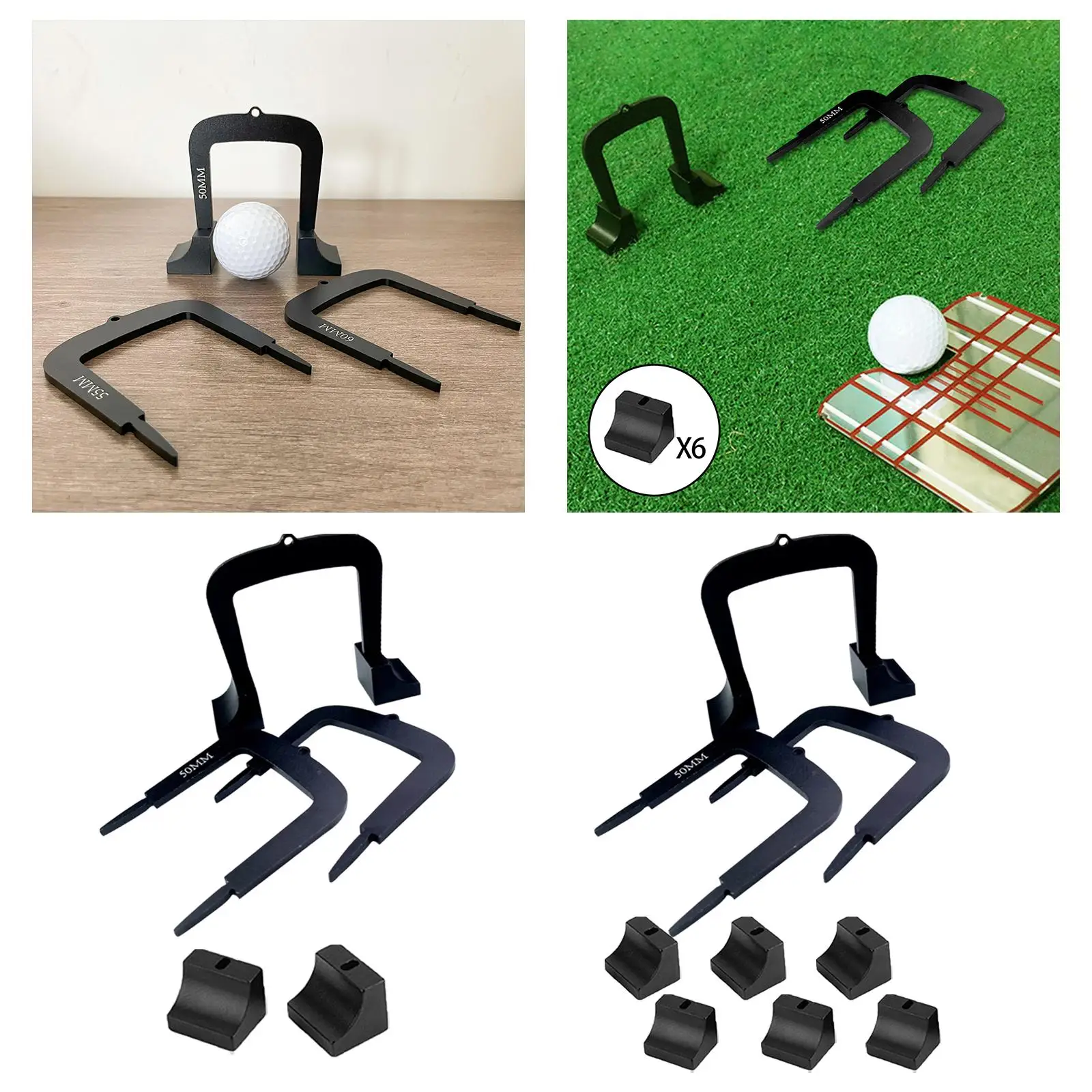 3 Pieces Golf Putting Gates 50/55/60mm Golf Training Equipment Metal Putt Gates Goal Gate for Indoor Outdoor for Stroke Practice