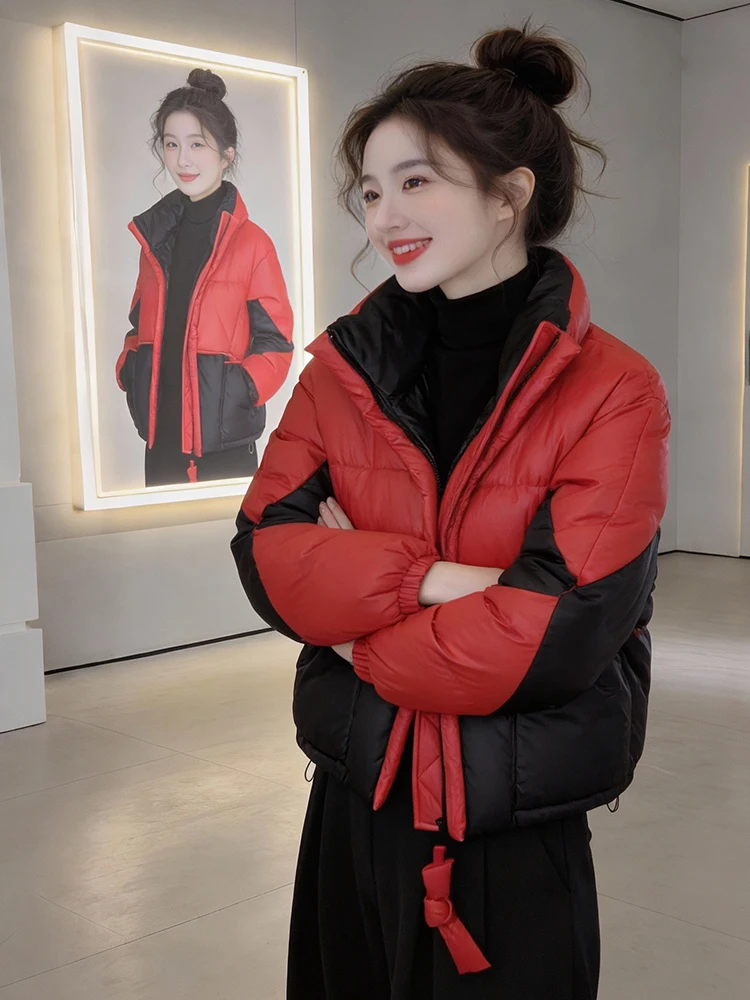 

Зимняя утепленная куртка из пухового хлопка для женщин, с флисовой подкладкой, в корейском стиле, свободного кроя, однотонная, удобная для повседневной носки