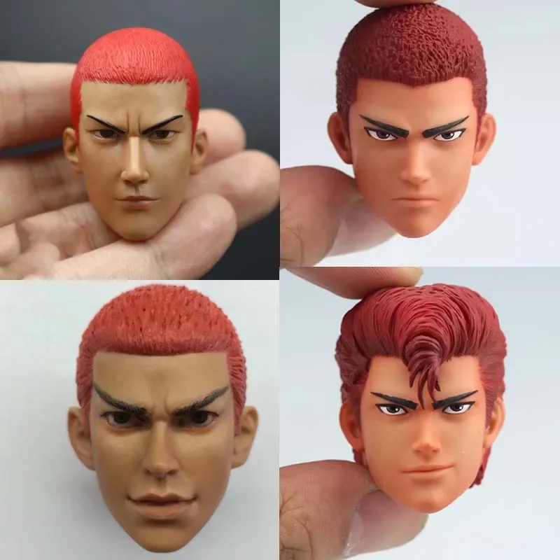 1/6 Scale Japan Anime Basketball Star Head Played Red Hair Man Head Carving Model for 12in Soldier Action Figure Doll DIY Toy