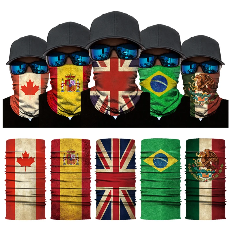 

3D Printing Magic Seamless Mask Russia, USA, Canada, Switzerland, Spain, Argentina, Brazil,UK Flag Bandana Mountaineering Scarf