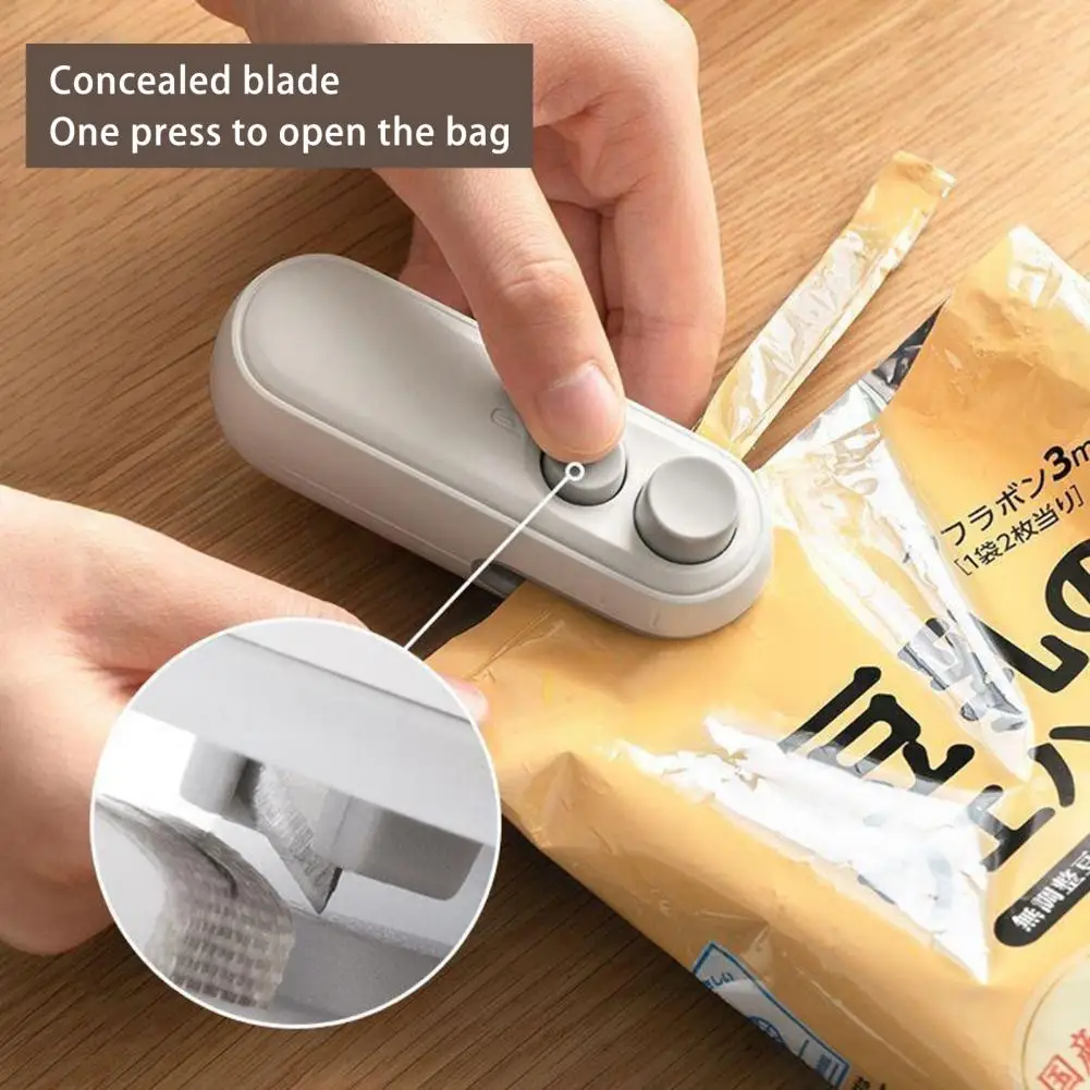 Portable Bag Sealer Portable Magnetic Mini Bag Sealer with Cutter Usb Rechargeable Snacks Food Vacuum Heat Sealing Machine