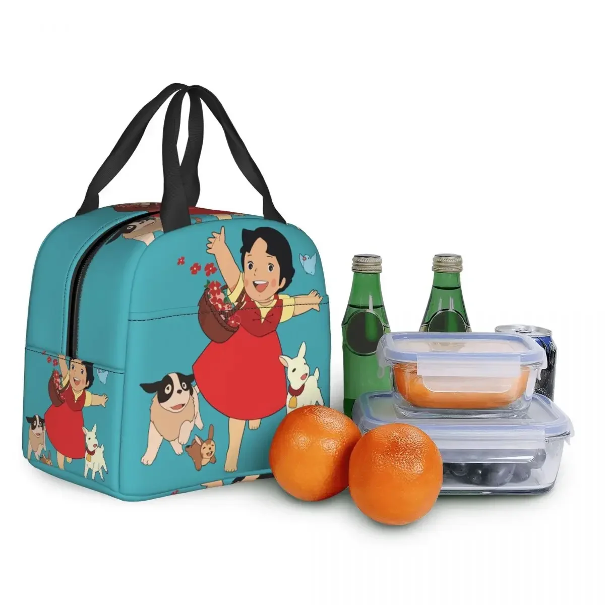 Alps Mountain Girl Happy Heidi Thermal Insulated Lunch Bag Resuable Lunch Tote Box for Kids School Children Storage Food Bags