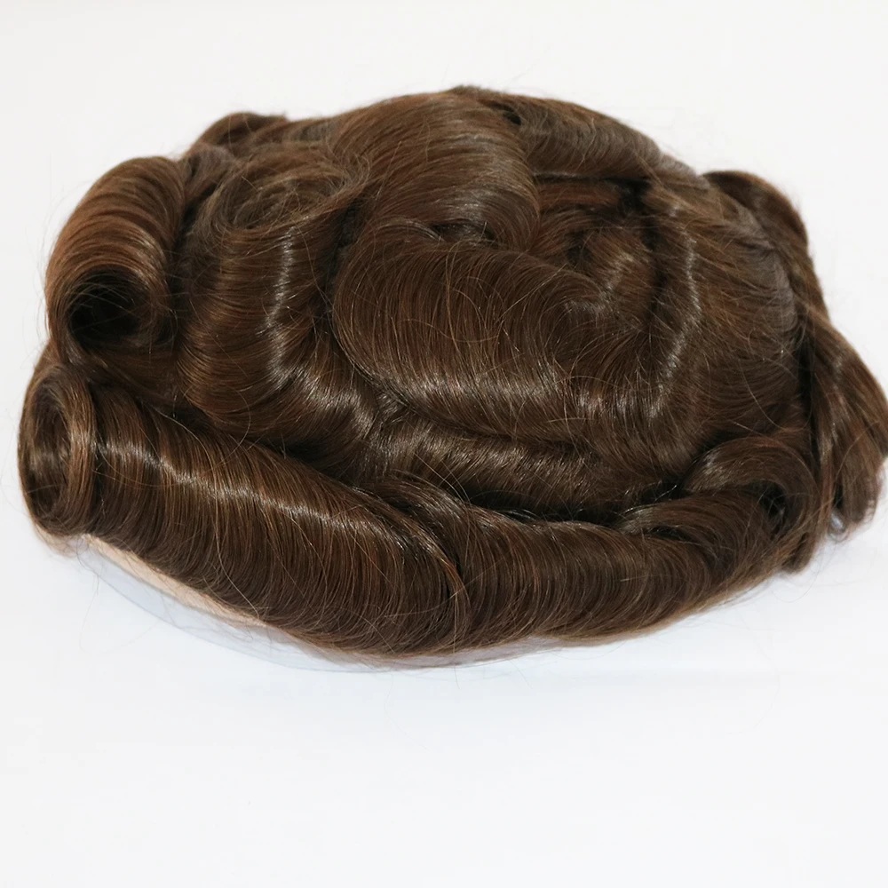 Q6 شعر بشري للرجال دانتيل أمامي سويسري وشعر مستعار من البولي يوريثان # 4 # 6 # 7 شعر مستعار أنظمة استبدال للرجال باللون البني الفاتح/الرماد 1B80 1B65 باللون الرمادي والأسود