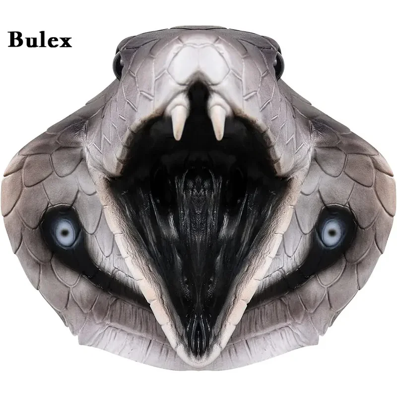 Bulex Maschera di serpente raccapricciante Maschera di animale con testa di cobra spaventosa realistica per costume di travestimento di carnevale cosplay di Halloween