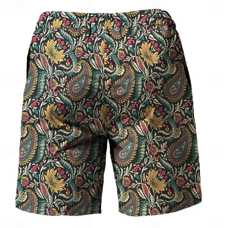 Trend Paisley Graphic Beach Shorts For Men Fashion Summer Cool 3D Printed Swim Trunks Casual Streetwear Oversized Short Pants