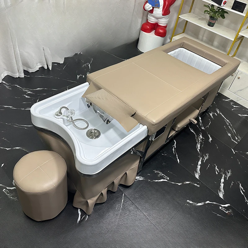 Beauty Salon Does Not Need to Connect to the Downcomer Water Storage Shampoo Chair Comes with Water Heater Head Treatment