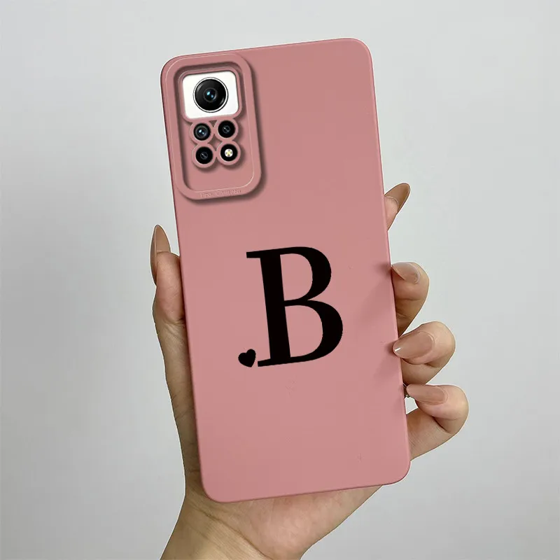 For Xiaomi Redmi Note 12 Pro 4G Case Redmi Note 12 Pro 4G Phone Case 2209116AG Cute Initial Letters Square Shockproof Back Cover