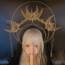 Pregnancy Women Photography Props Accessories Maternity Headband For Photo Shoot Goddes Star Crown Sun Gold Spike Halo Headpiece