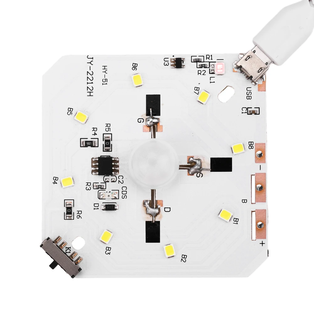 Pir Bewegingssensor Led Humanbody Infrarood Inductie Nachtlampje Printplaat Usb Opladen Oplaadbare Nachtlampbediening Modul