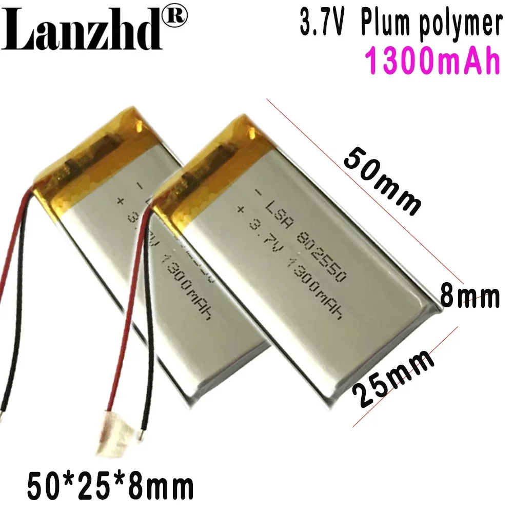 

3.7V Lithium battery 802550 polymer lithium battery 1300mAh For rechargeable emergency light Smart speaker LED light