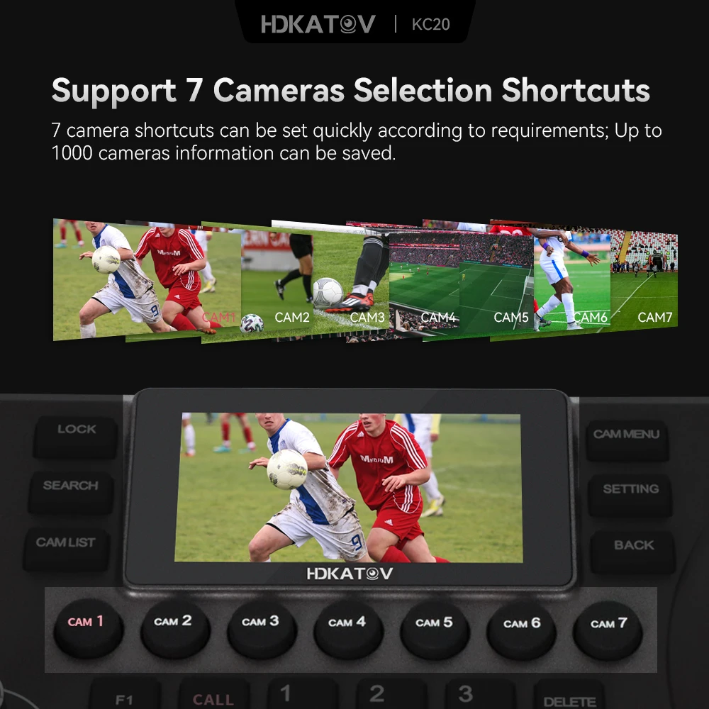 NDI PTZ Camera Joystick Controller, 4D PTZ Keyboard PELCO D/P RS232 RS485 For Video Conference Church Live Streaming