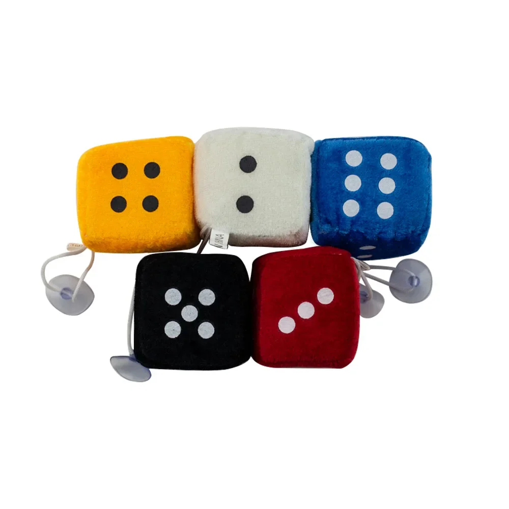 Car Plush Ornaments Plush Dice Toy Sucker Pendant Decompression Cartoon Dice Creative Gift Car Interior Decoration Accessories