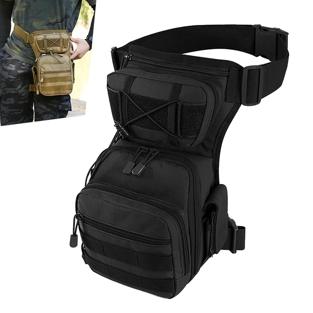 Men Hip Drop Leg Bags Waist Pack Motorcycle Rider Travel Military Male Nylon Messenger Cross body Bum Fanny Pack Thigh Belt Bag