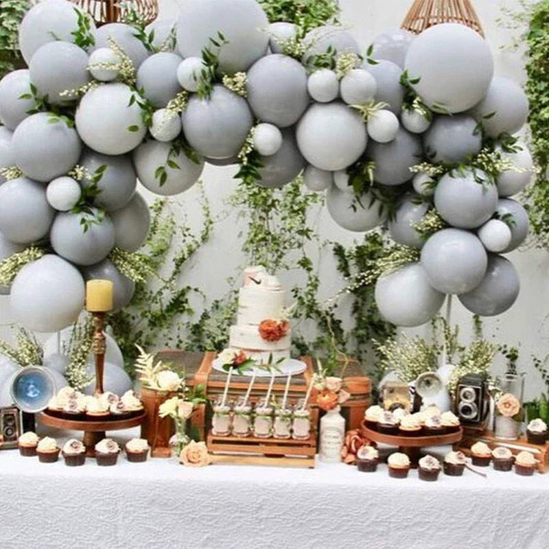 10pcs 10inch Macaron Grey Latex Balloon Party Balloons Wedding Birthday Party Balloon Baby Shower Decorations Supplies