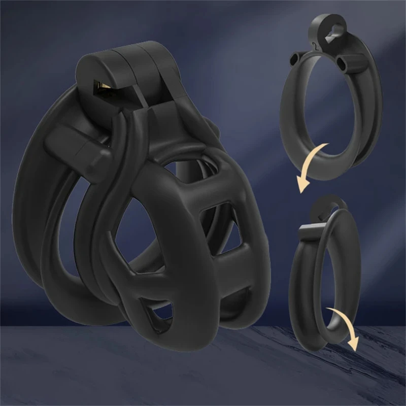 Manga de jaula de castidad masculina con anillos de resina para pene de 4 tamaños, dispositivos de jaula para pene discreto Sissy Femboy, productos para hombres y adultos