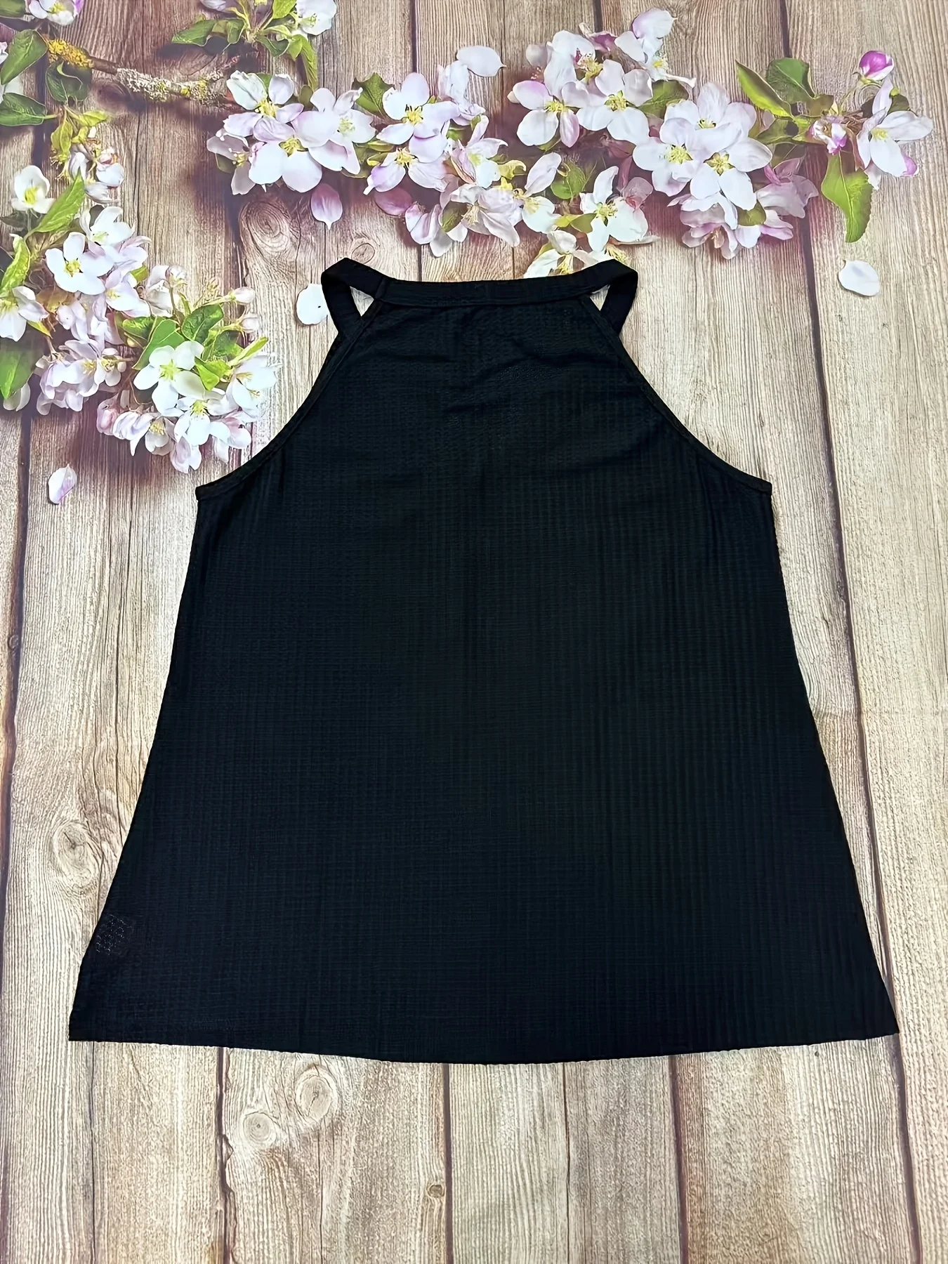 เสื้อกล้ามคอวีฤดูร้อนขนาดบวกของผู้หญิง, ถักลําลองโพลีเอสเตอร์ 95% สแปนเด็กซ์ 5% ผ้า, สีทึบ, ยืดปานกลาง, พอดีปกติ,