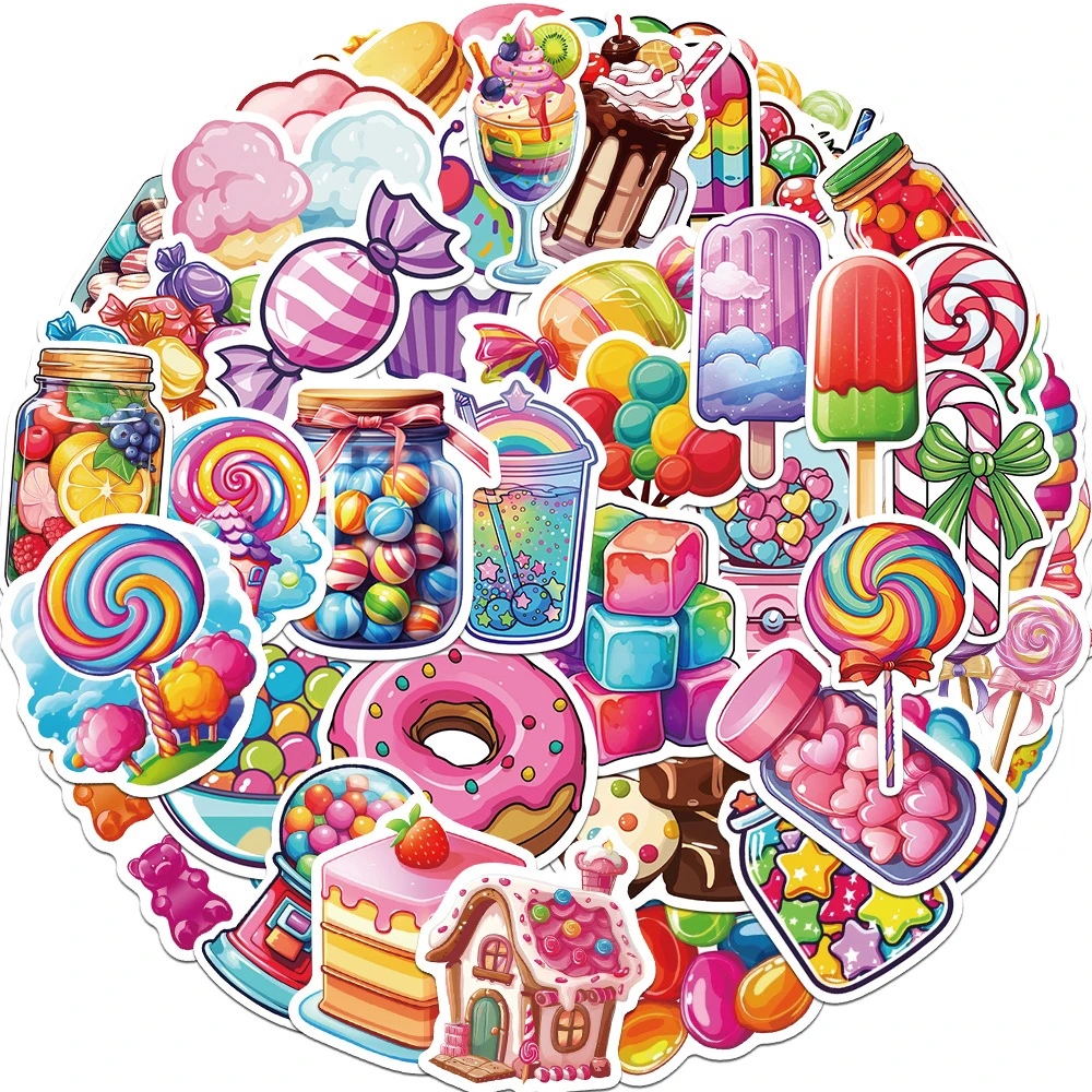 10/30/50 pçs bonito dos desenhos animados colorido doces doodle adesivos engraçados decalques diy skate telefone bagagem adesivo estético brinquedo presentes