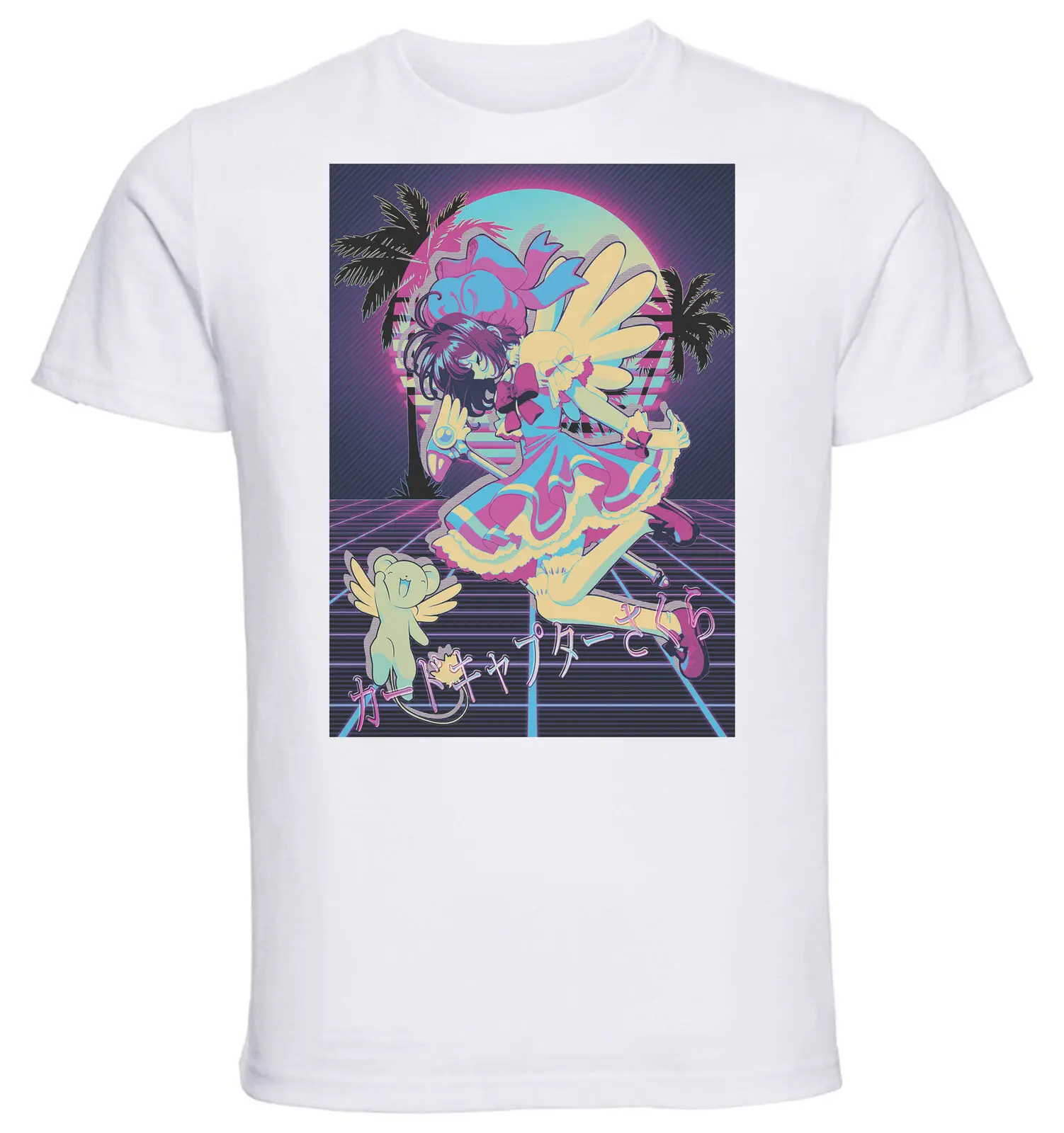 

White - Vaporwave 80s Style T-Shirt - Card Captor Sakura - Sakura- Unisex clothing