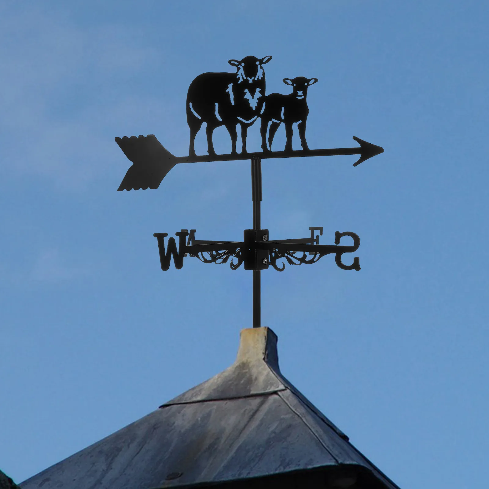 Decorative Iron Sheep Weather Vane Wind Direction Indicator for Garden Yard Patio Lawn Roof Shed Outdoor Wind Vane Garden