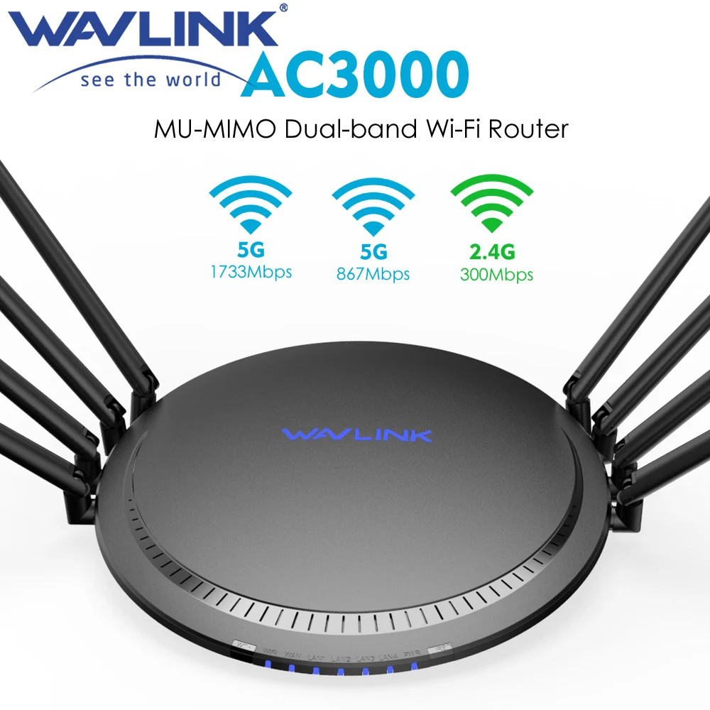 Wavlink AC3000 Gigabit Wireless WIFI Router Long Range Extender Wi fi Signal Amplifier Booster USB3.0 Tri-Band 2.4G 5GHz EU Plug