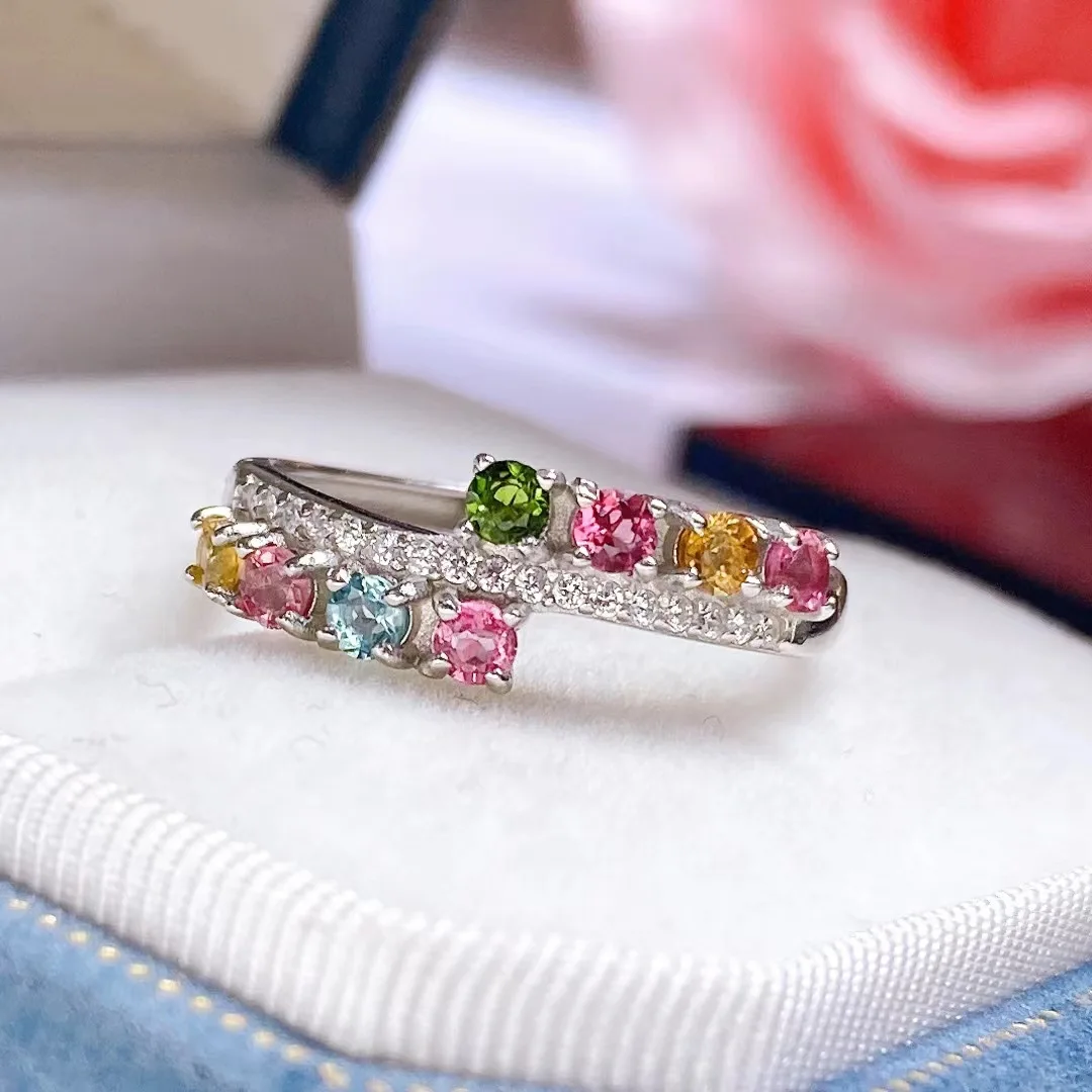 

KJJEAXCMY High clarity Natural Tourmaline S925 silver exquisitely Ring Full of luster Simple,Design High-End Bestseller Gift