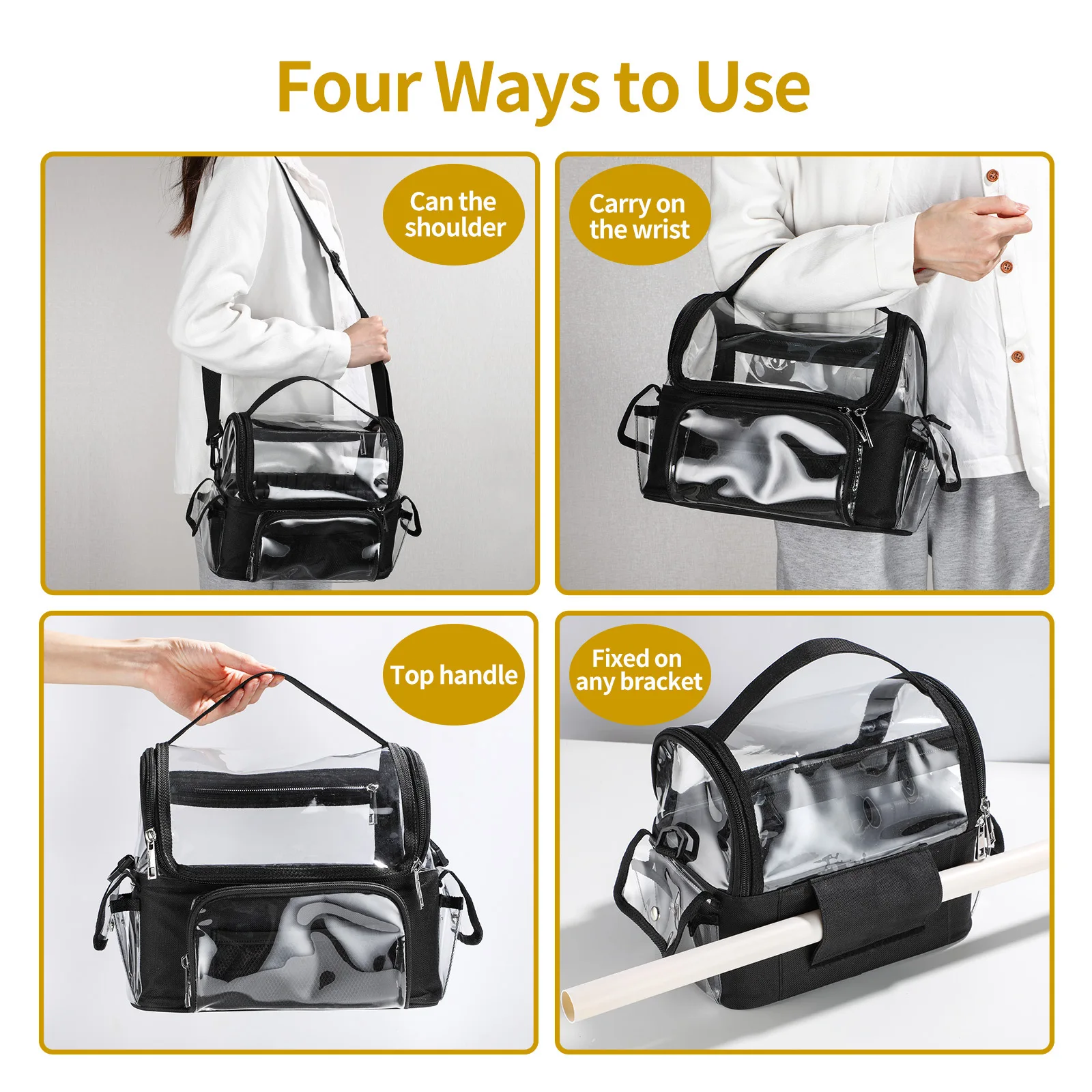 Salon Beauty Makeup Tool Backpack Hairdressing Tool Storage Bag Transparent Waterproof Travel Bag PVC Women's Fashion Bags