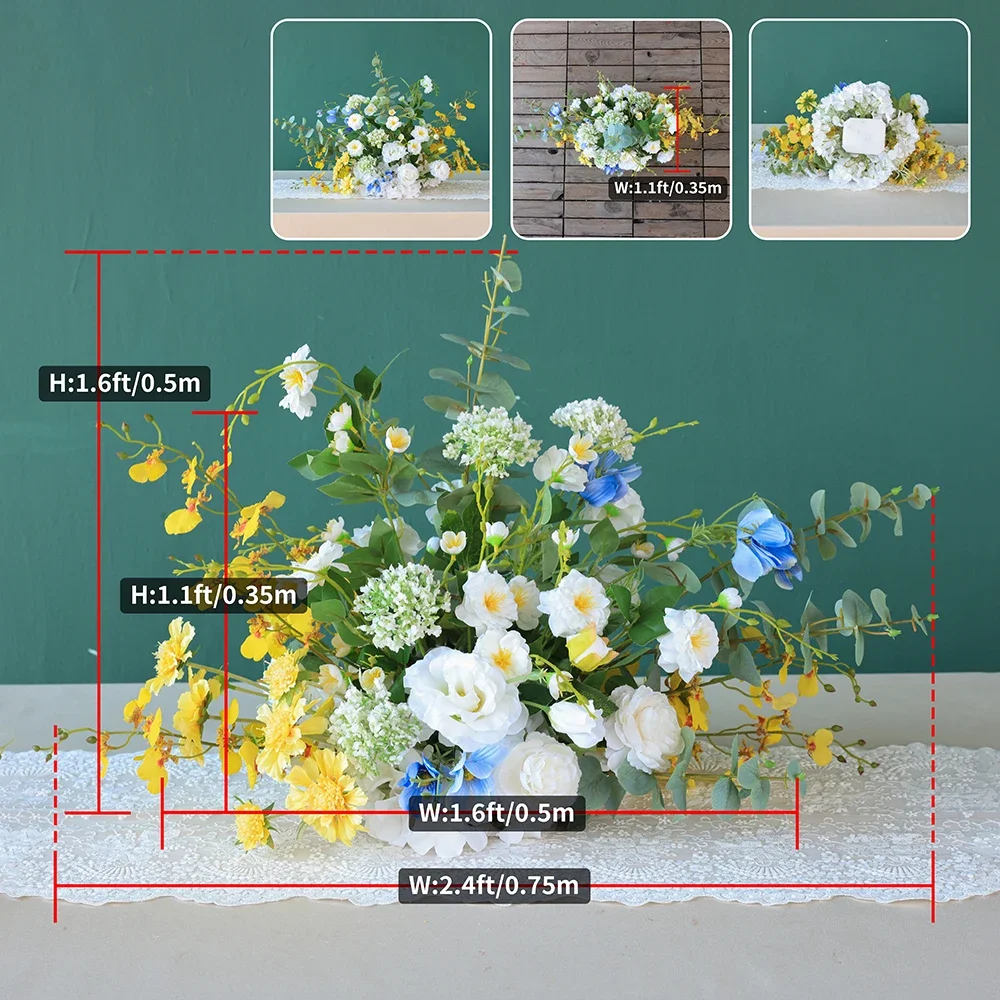 Artificial Flower Arrangement Wedding Centerpieces for Tables Decoration Custom White Yellow Green Sztuczne Kwiaty Floral HY2381