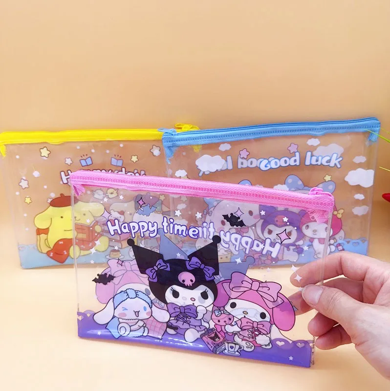 Imagem -02 - Sanrio Kuromi Melody Cinnamoroll Lápis Case Bolsa de Arquivo Kawaii Bolsa de Papelaria Escritório Material Escolar Presente da Promoção 24 Pcs por Lote