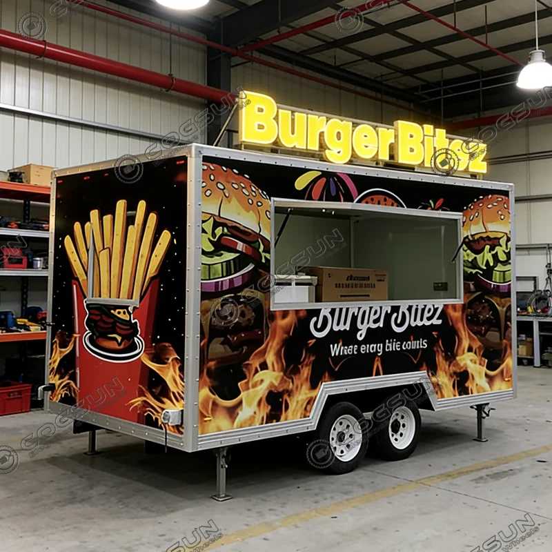 COGSUN Mobile Pizza Food Trailer Concession Stand Coffee Cart Fully Equipped Fast Food Truck
