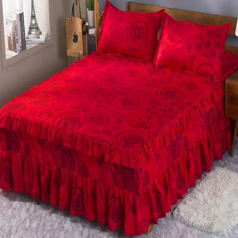 

1PC Anti-dirty Bed Skirt Set 150/180/200cm Bedspread King Queen Size Princess Lace Bed Skirt Bed Cover Without Pillowcase