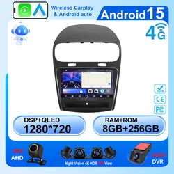 Car Radio For Dodge Journey JC 2011 - 2020 Android 15 Stereo Multimedia Player 5G wifi GPS Navigation Wireless Carplay HDR QLED