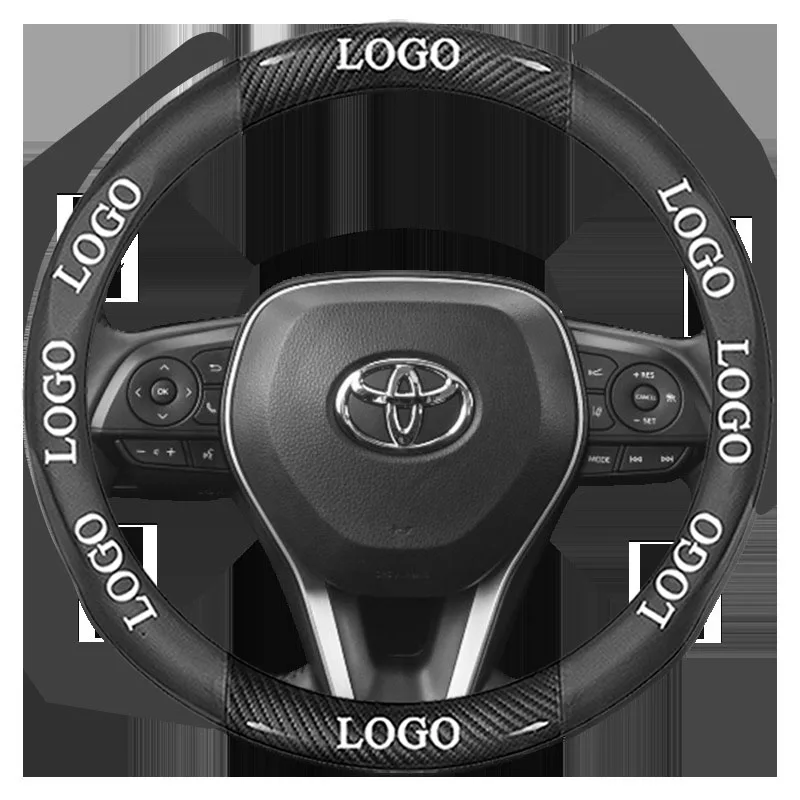 Car Steering Wheel Cover For Toyota Corolla Camry Rav4 Yaris Avensis Hilux Prius Auris C-HR Carbon Fiber Leather Breathable 38cm