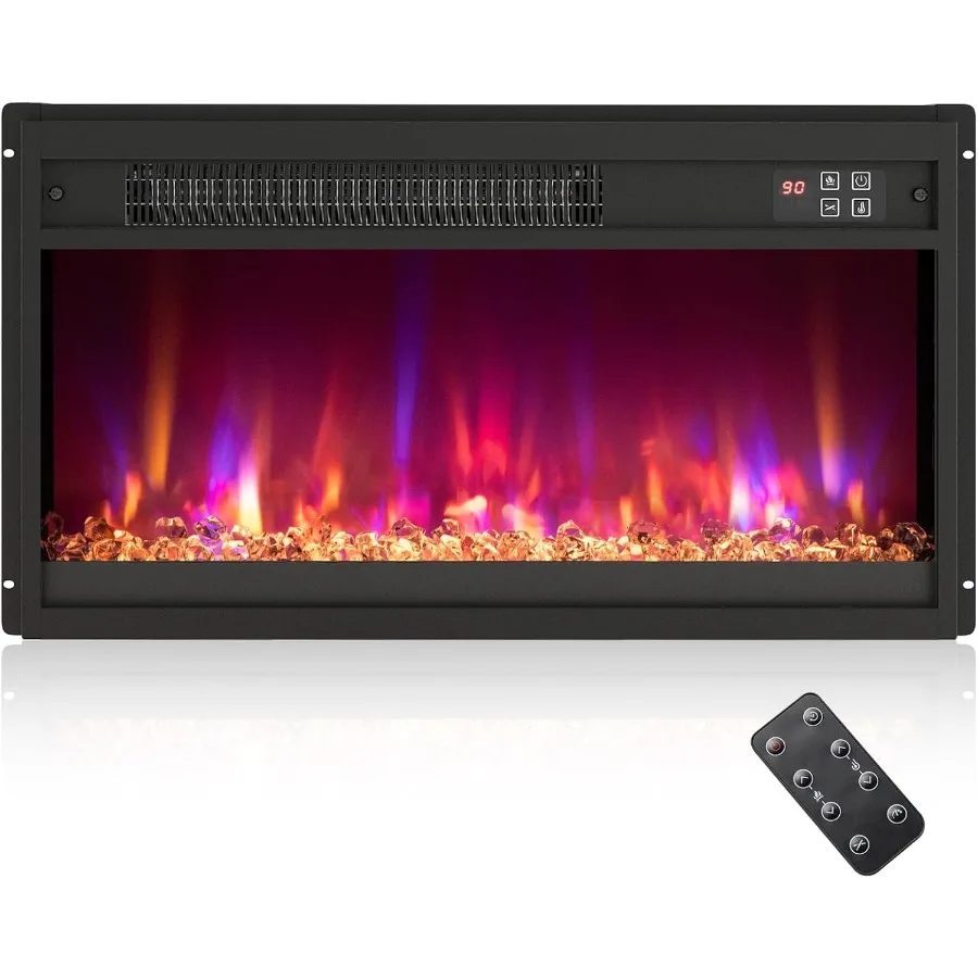 

23 Electric Fireplace Insert Recessed 1500W Fireplace Heater with Remote Control for Cozy Living Room Ambiance 0.59H Timer Func