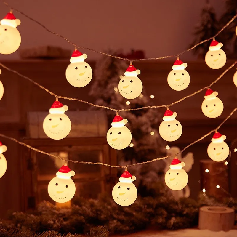 Snowman LED String Lights, Battery Operated Snowman Fairy Lights for Christmas Thanksgiving Fall Indoor Outdoor Home Decor