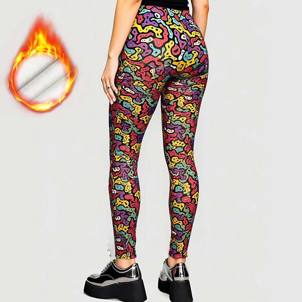 

Mia Muse Autumn Leggings 2025 Women's Comfortable Doodle Printing Natural Waist Sporty Daily Ankle Leggings