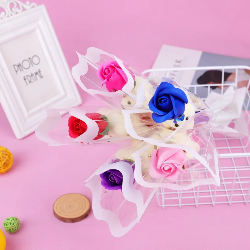 1/3/5 Stück Rosenbär Künstliche Blumensträuße für Valentinstag DIY Geschenk Ornament Hochzeitsdekoration Partyzubehör Heimdekoration – Detail 4