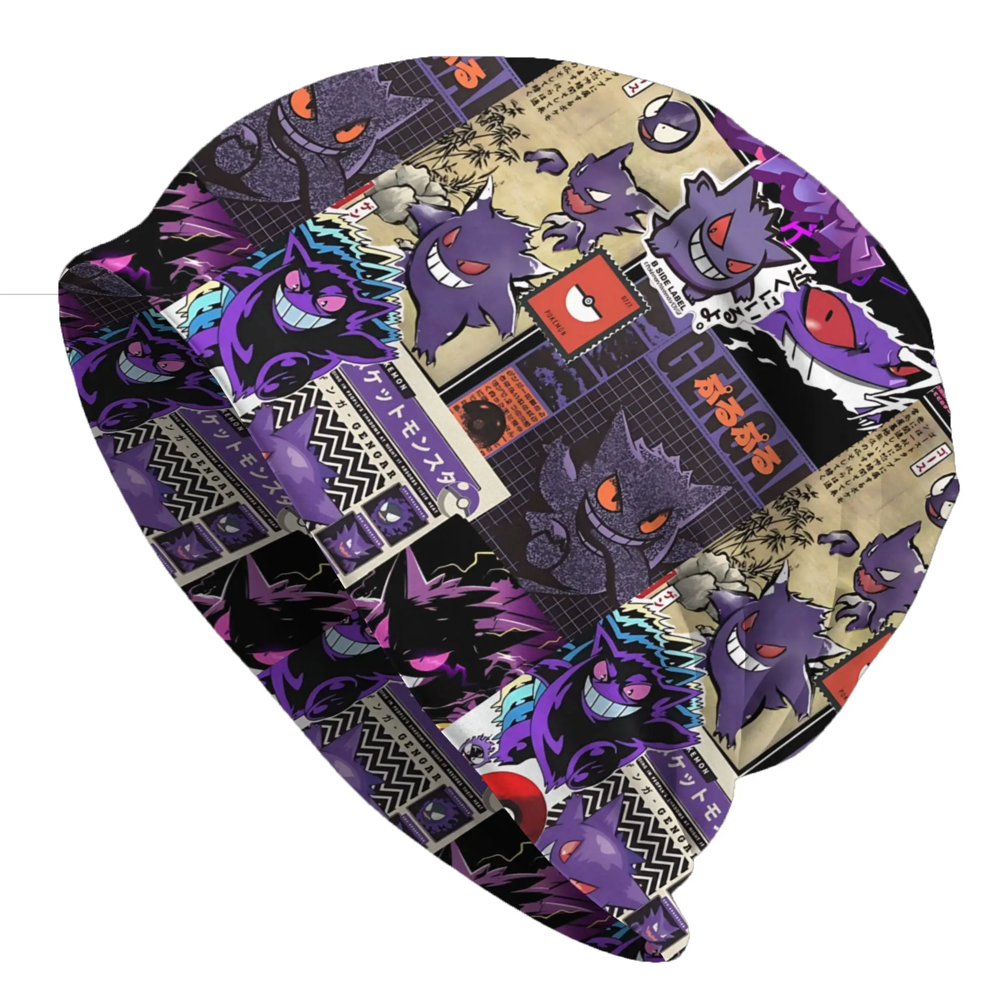 Pokemon Gengar Crack Texture Hat Thin Caps Men Women  Skullies Beanies Ski Caps Soft Bonnet Hats