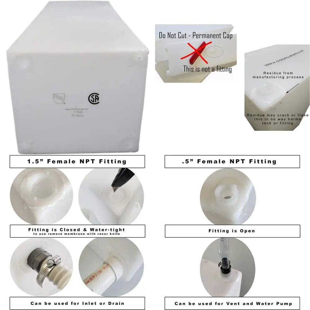 Class A Customs | T-7500 | 75 Gallon Fresh Water Holding Tank