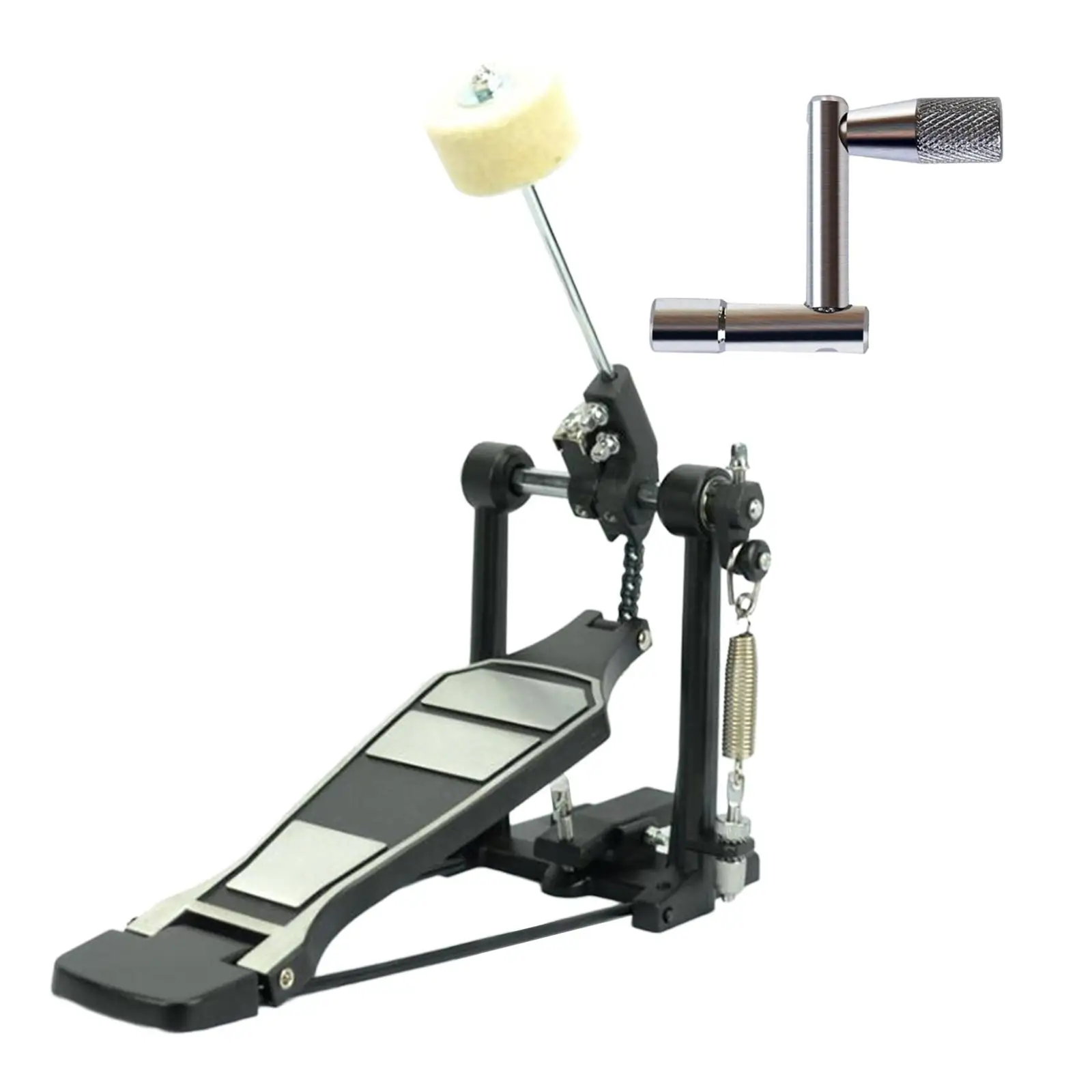 

Drum Pedal with Drum Tuning Key, Drum Practice Instrument Accessories, Drum Kick Pedal, Drum Foot Pedal Beater for Jazz Drums