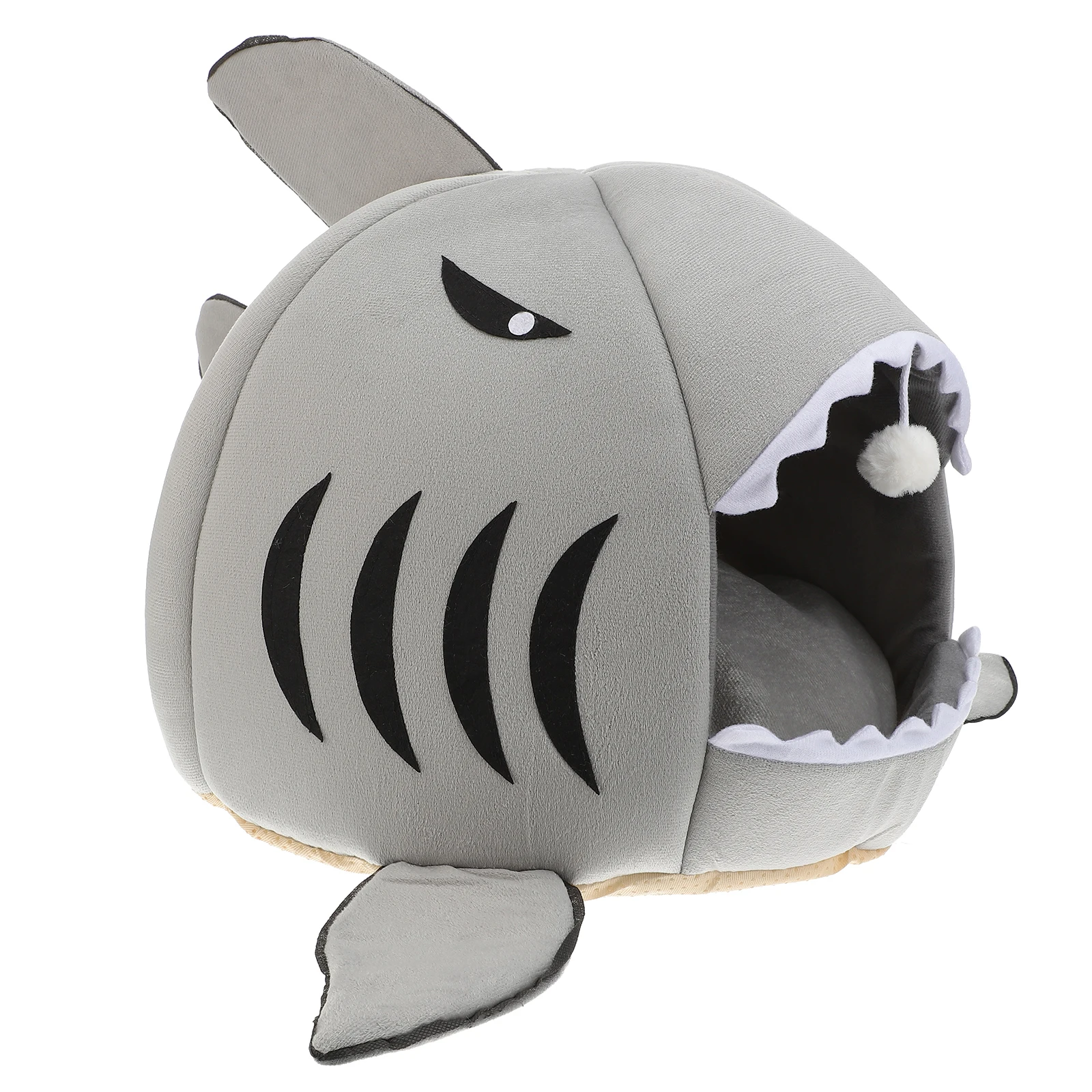 

Pet Bed House Shark Shape for Dog Cat Puppy Size S Grey Cozy Warm Sleeping Nest for Indoor Pets Bed
