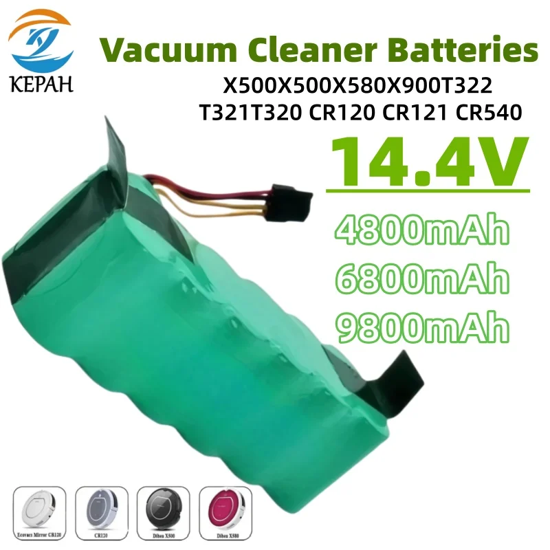 

14.4V 4800-9800mAh Ni-Mh Battery | Compatible with AMIBOT/DIBEA/MIDEA/PROFIMASTER, Fits LP43SC2000P/X500 Vacuum Cleaners