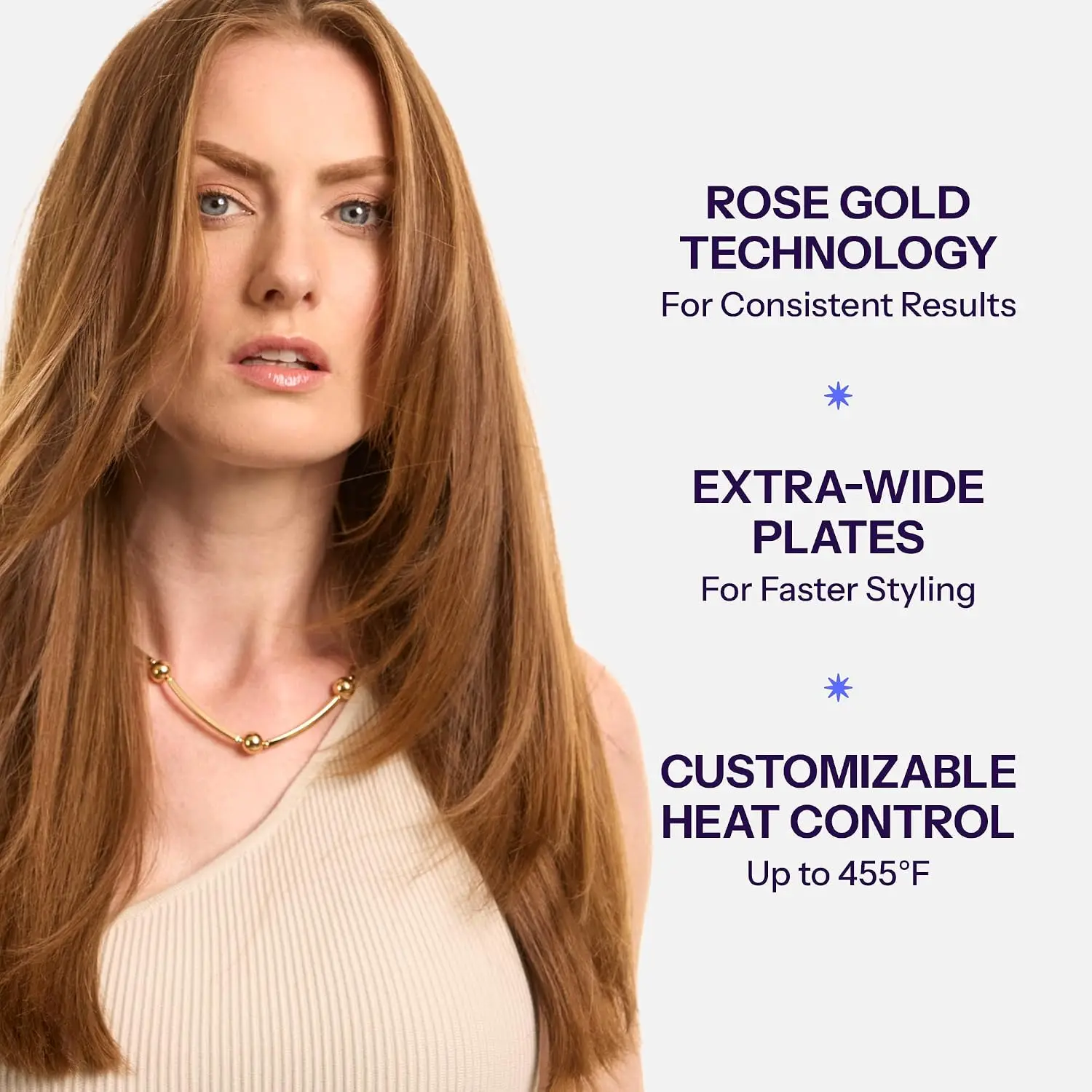 Flat Iron with Extra-Long 1.5-Inch Rose Gold Plates